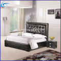 Luxury tufted buttons leather bed